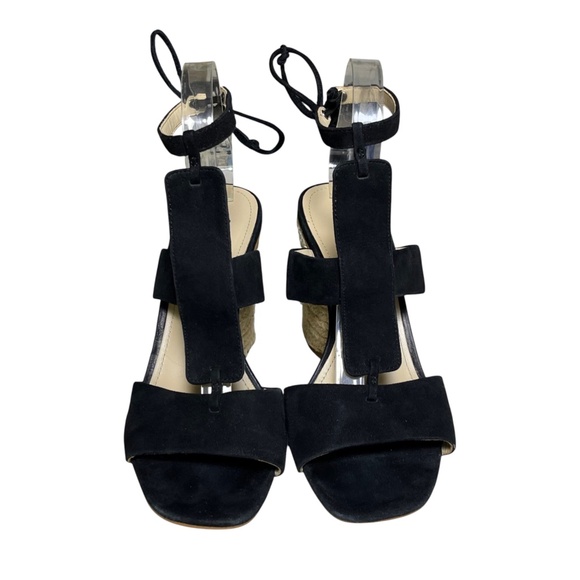 Botkier Alexia Size 8.5 Black Suede Leather Block Heel T-Strap Sandals Shoes - Picture 2 of 11